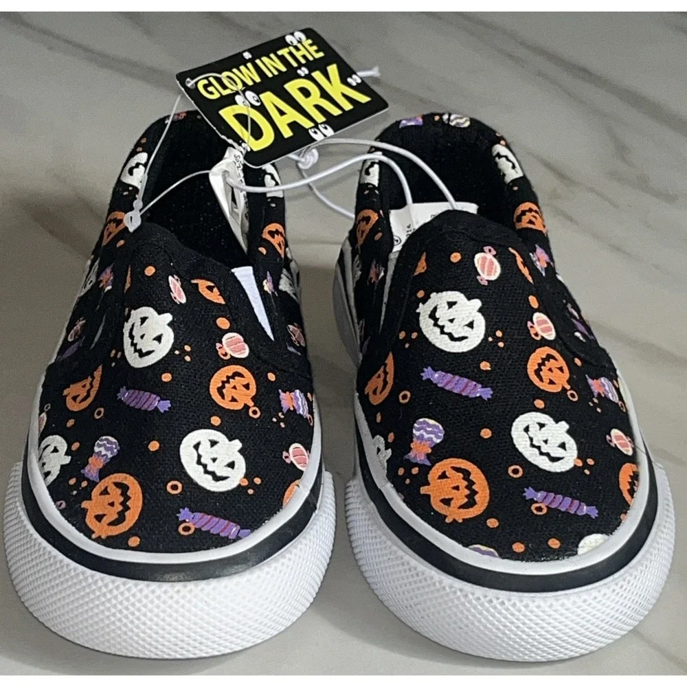 Tommy Bahama Toddler 6 Slip-On Shoes‎ Pumpkins Halloween Glow in the Dark Canvas